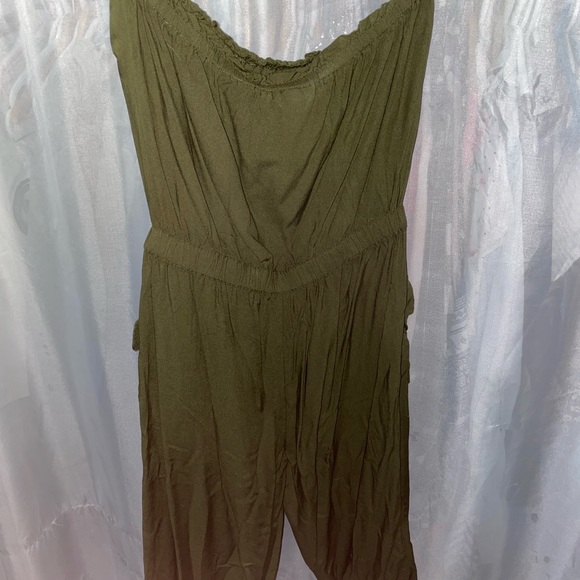 Strapless Green Jumpsuit - Picture 2 of 3